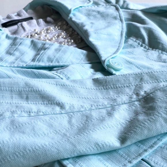 Light Aqua Slim Fit Blazer, Size 2 - Picture 3 of 15